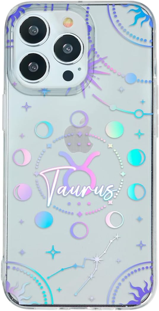 INSTACASE Case Compatible with iPhone 13 Pro Max Taurus Zodiac Sign, Protector Compatible with iPhone 13 Pro Max Customizable, Case Customized Horoscope Shockproof TPU. Clear - Taurus Phone Case for men
