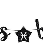 Pisces Baddie Banner, Pisces Happy Birthday Decor, 12 Constellation Zodiac Pisces Themed Birthday Party Decorations for Boys and Girls - Black Glitter - Pisces Home Decor for men