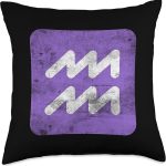 Aquarius Symbol Design Horoscope Zodiac Sign Astrology Throw Pillow - Aquarius Pillow for men