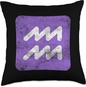 Aquarius Symbol Design Horoscope Zodiac Sign Astrology Throw Pillow - Aquarius Pillow for men