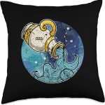Aquarius Zodiac Sign Birth Signs Astrological Horoscope Throw Pillow - Aquarius Pillow for men