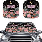 Dragonfly Car Sun Shade Foldable Sun Blocker for Car Wndshield Sun Visor Protector Moon Star Butterfly Auto Accessories Decor 2Pcs Durable Car Windshield Sunshade for SUV Truck Sedan - Aries Car Ornament for men