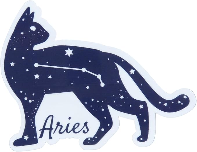Birthday Sign Aries Cat Sticker - March April Birthday- Astrology Sticker - Aries Sticker for men