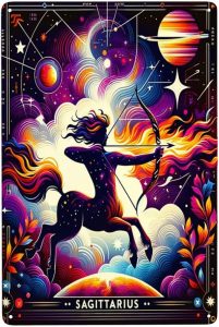 Sagittarius Centaur Archer Zodiac Metal Tin Sign Astrology Horoscope Wall Art,Cosmic Star Sign Decor for Home,Bedroom,Bar,Vintage Celestial Poster,Unique Gift for Astro Lovers and Collectors 5.5x8inch - Sagittarius Home Decor for men