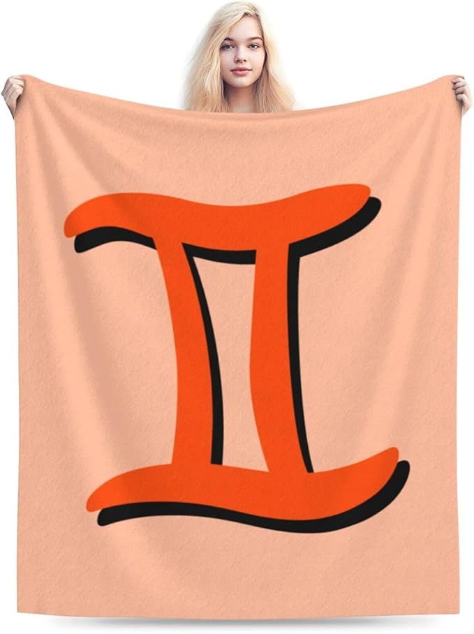 Zodiac Sign Gemini Symbol Throw Blanket for Couch Bed Sofa Blankets Super Soft Warm Cozy 80"x60" Flannel Throw Blanket - Gemini Blanket for men