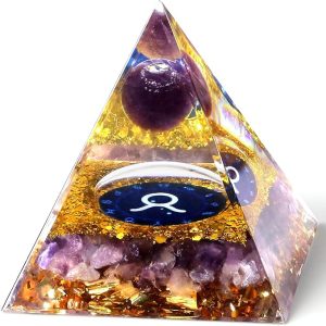 YATOJUZI 12 Zodiac Orgone Pyramid Taurus Zodiac Healing Crystals Stones Natural Tiger's Eye Crystal Decors Chakra Reiki Orgonite Gemstones Lucky Energy Home Decor Birthday Gifts for Women Men - Taurus Products for men