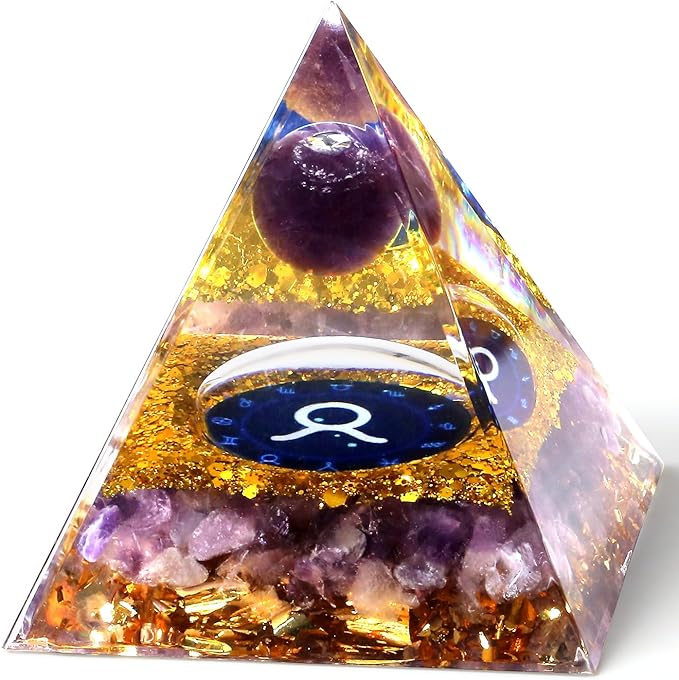 YATOJUZI 12 Zodiac Orgone Pyramid Taurus Zodiac Healing Crystals Stones Natural Tiger's Eye Crystal Decors Chakra Reiki Orgonite Gemstones Lucky Energy Home Decor Birthday Gifts for Women Men - Taurus Products for men