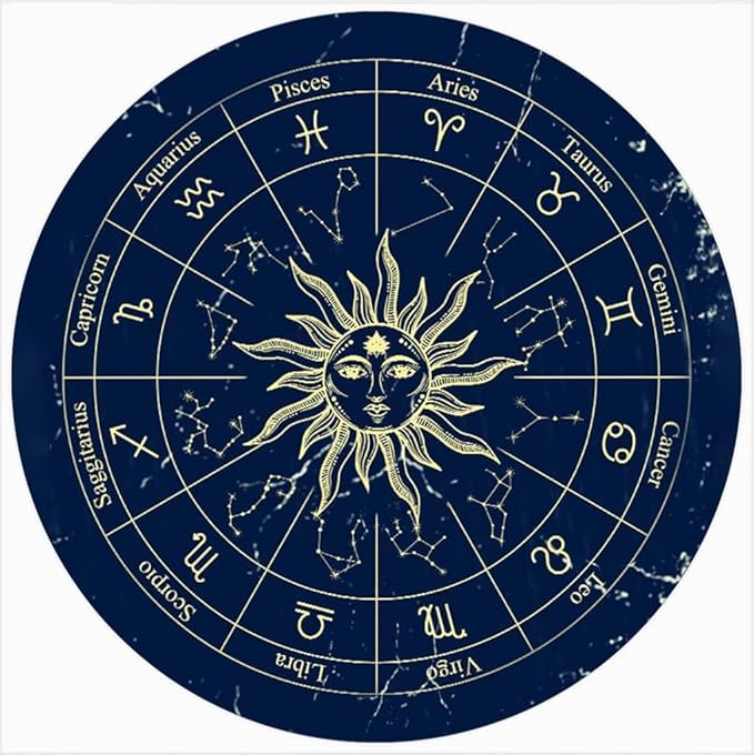 Zodiac Wheel Rustic Round Metal Tin Sign Constellations Chart,Astral Chart Sign,12 Astrology Zodiac Signs, Horoscope Gift,Wreath Signs for Home Kitchen Wall Decor 12x12 Inch - Pisces Home Decor for men