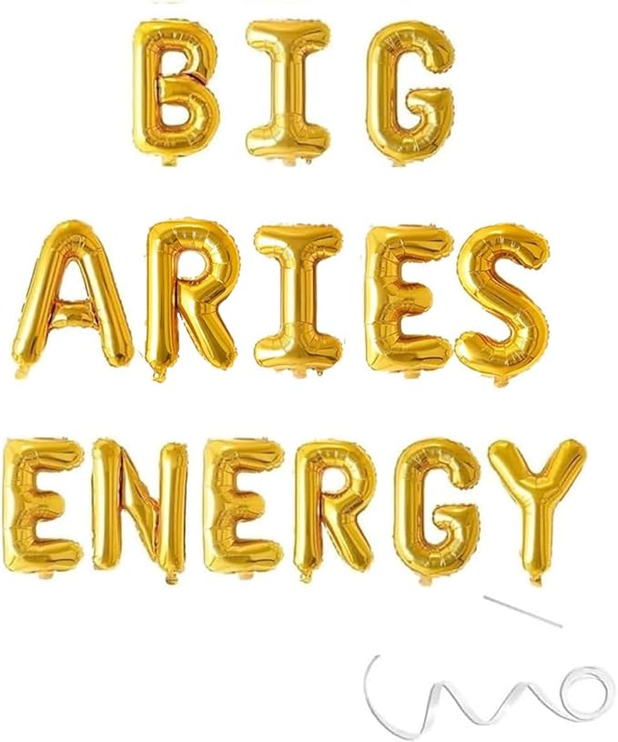Big Aries Energy Banner,Aries Birthday Decorations,Aries March/April Birthday Party Decor for Constellation Zodiac 18th 20th 25th Birthday Party Decorations,Gold - Aries Poster for men