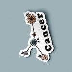 Cancer Floral Zodiac Sign Sticker - Cancer Car Accessories for men