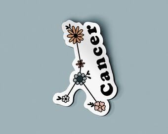 Cancer Floral Zodiac Sign Sticker - Cancer Car Accessories for men