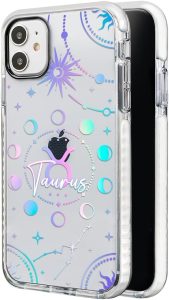 INSTACASE Case Compatible with iPhone 12 Taurus Zodiac Sign, Protector Compatible with iPhone 12 Customizable, Case Customized Horoscope White Border - Taurus Phone Case for men
