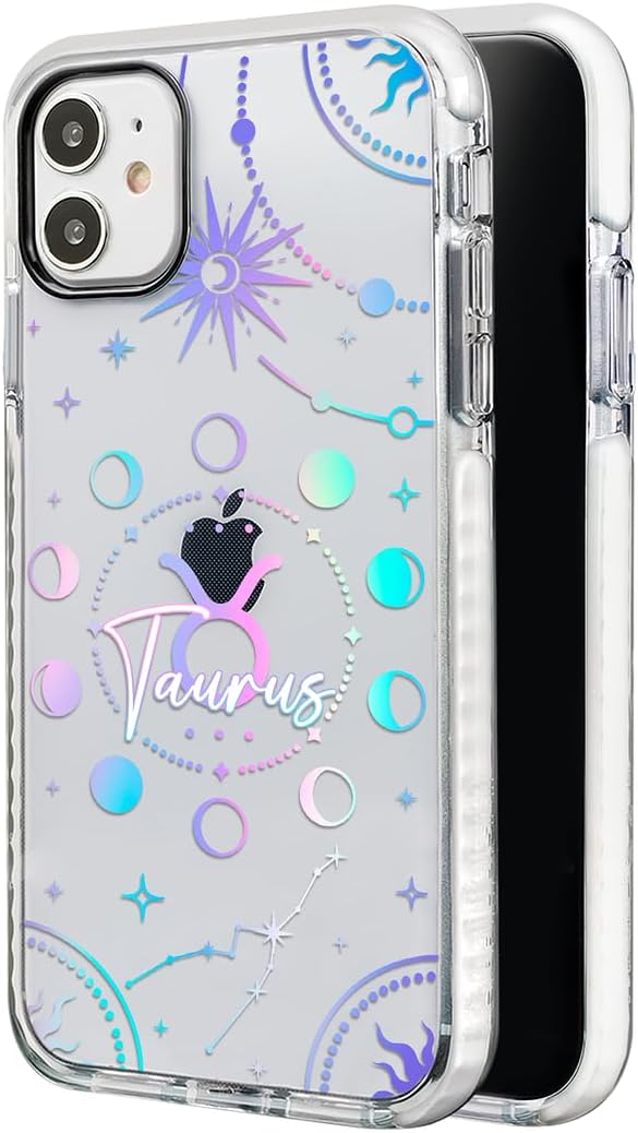 INSTACASE Case Compatible with iPhone 12 Taurus Zodiac Sign, Protector Compatible with iPhone 12 Customizable, Case Customized Horoscope White Border - Taurus Phone Case for men
