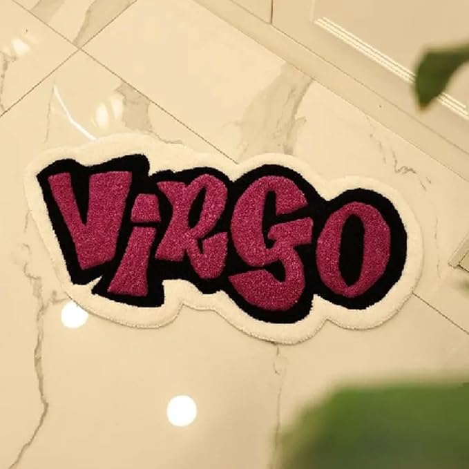 Virgo Shaped Bathroom Rugs Funny English Letters Bath Mat Special Shaped Washable Rugs Long Bath Mats for Bathroom (16×24inch) - Virgo Car Floor Mat for men