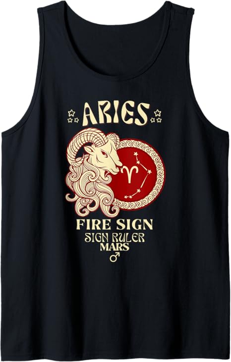 Aries Zodiac Fire Sign Tank Top - Aries T-Shirt for men