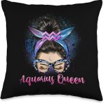 Aquarius Vibes Beautiful Messy Bun Aquarius Birthday Queen Throw Pillow - Aquarius Pillow for men