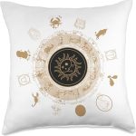 Aquarius Graphic Gold Horoscope Wheel Birth Sign Zodiac Top Throw Pillow - Aquarius Pillow for men