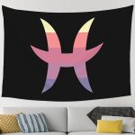 QIZYOQA Zodiac Sign Pisces Symbol Tapestry 90 X 60Inch Large Size Wall Hanging Funny Home Decor Tapestries For Living Room Bedroom Dorm Home Decor Wall Art - Pisces Home Decor for men