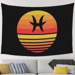 QIZYOQA Zodiac Sign Pisces Symbol Tapestry 90 X 60Inch Large Size Wall Hanging Funny Home Decor Tapestries For Living Room Bedroom Dorm Home Decor Wall Art - Pisces Home Decor for men