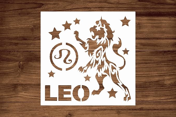 Leo Zodiac Sign Stencil 5.5x5.5 Inch Reusable Plastic Template for Astrology DIY Painting Crafts and Scrapbooking - Leo Canvas for men