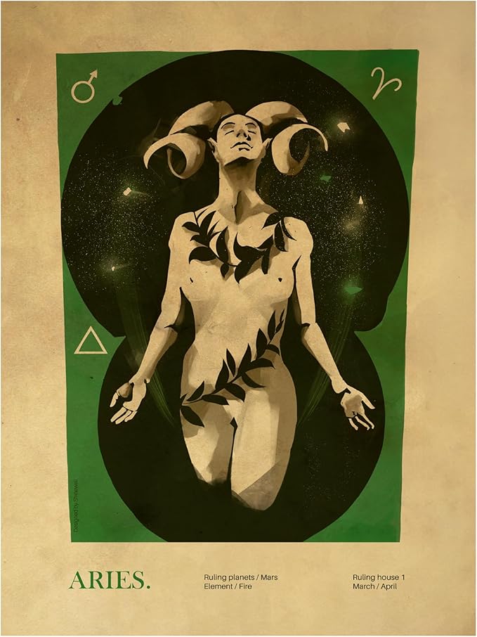 Trademark Fine Art Canvas Wall Art - Dionisis Gemos 'Aries print' Wall Art for Living Room, Bedroom, or Office Décor - Aries Canvas for men