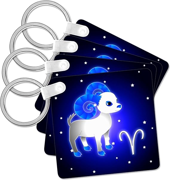 Cute Astrology Aries Zodiac Sign Ram, Key Chain - Aries Keychain for men