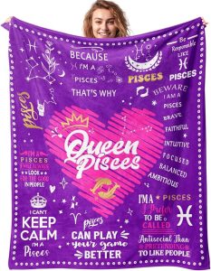 Pisces Gifts, Pisces, Pisces Gifts for Women, Pisces Blanket, Pisces Gift Birthday Gifts for Women Throw Blankets 50"" × 60"", Purple (Pisces Gifts) - Pisces Pillow for men