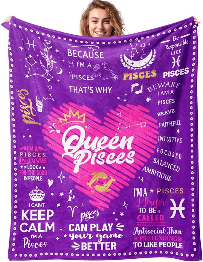 Pisces Gifts, Pisces, Pisces Gifts for Women, Pisces Blanket, Pisces Gift Birthday Gifts for Women Throw Blankets 50"" × 60"", Purple (Pisces Gifts) - Pisces Pillow for men