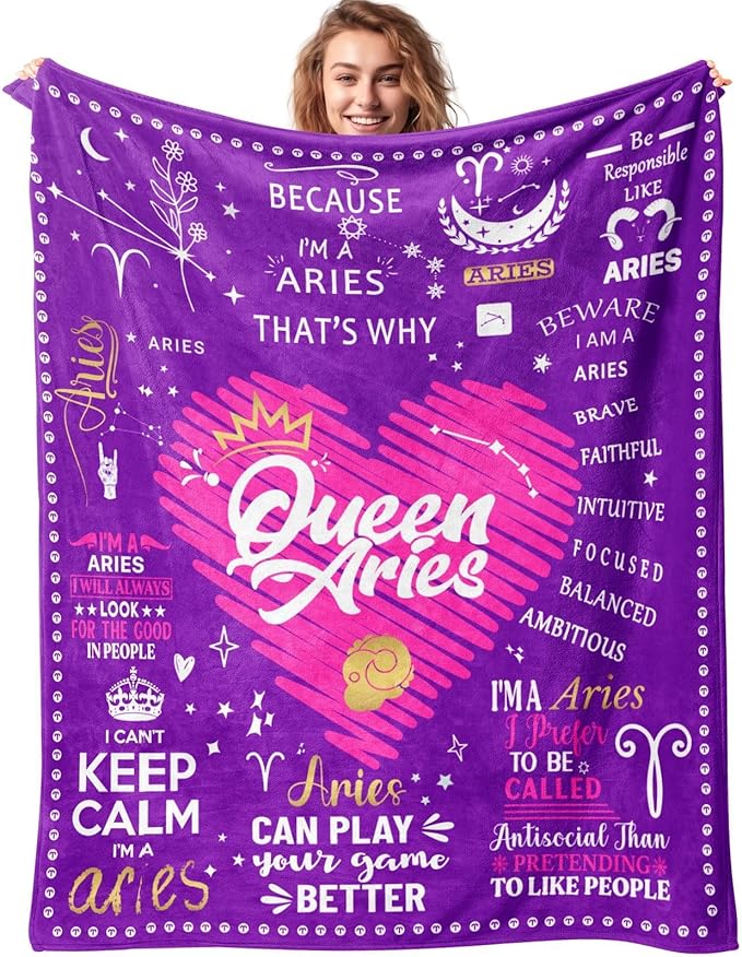 Aries Gifts: Aries Birthday Gifts - Zodiac Throw Blankets 50" 60" for Women - Aries Blanket for men