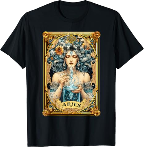 Aries Zodiac Astrology Sign Tarot Card Water Bearer T-Shirt - Aries T-Shirt for men