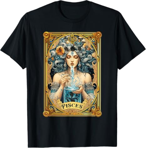 Pisces Astrology Sign Tarot Card Water Bearer - Pisces T-Shirt for men