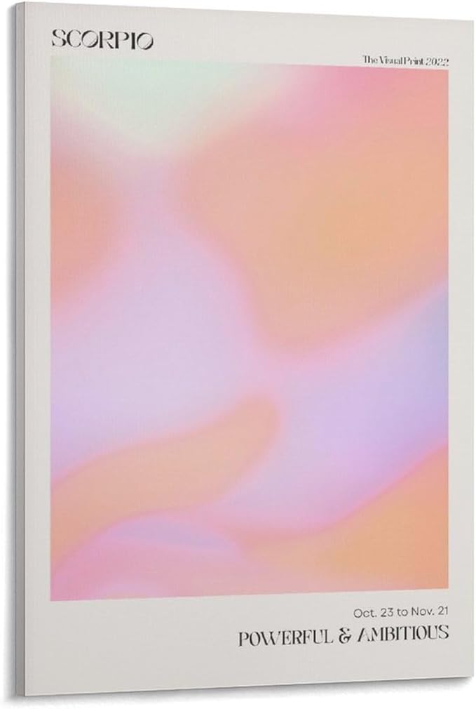 RAIDI Zodiac Scorpio Aura Gradient Poster Wall Art Print, Scorpio Gradient Girl Preppy Dorm Room Decor Y2K Wall Art Canvas Poster for Bedroom Living room Decoration Gift Frame:12x18inch(30x45cm) - Scorpio Canvas for men