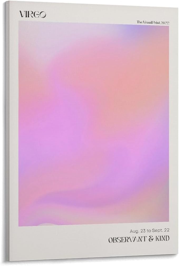Zodiac Virgo Aura Gradient Poster Wall Art Print, Y2K Gradient Zodiac Affirmation Wall Decor Gallery Boho Art Canvas Poster Wall Art for Bedroom Living room Decoration Gift Frame:12x18inch(30x45cm) - Virgo Poster for men