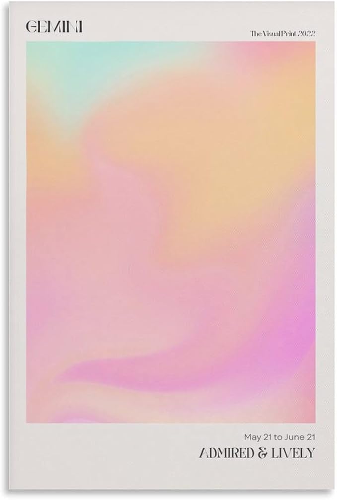 Zodiac Aura Gradient Poster Gemini Wall Art Print, Unique Zodiac Gemini Y2K Dorm Decor Gallery Wall Art Boho Canvas Poster Wall Art for Bedroom Living room Decoration Gift UnFrame::16x24inch(40x60cm) - Gemini Canvas for men