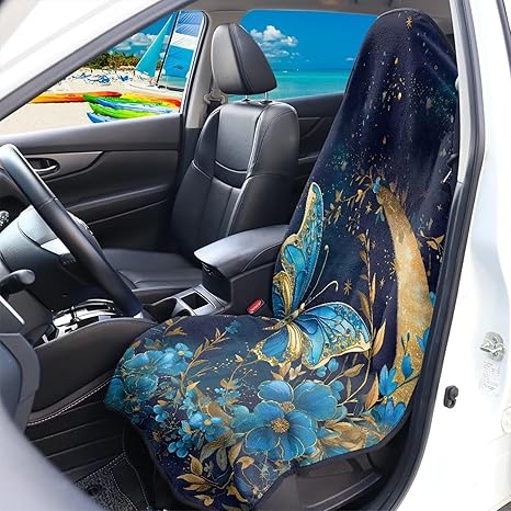 Seat Covers for Cars Butterfly Moon Print Car Seat Towel Auto Front Seats Protector Fits for Car,SUV Sedan,Truck - Aries Car Seat Cover for men