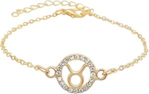 Zodiac Charm Link Chain Bracelet for Women Men, Adjustable Zircon Bracelet Zodiac Sign Bracelet Birthday Gift - Taurus Products for men
