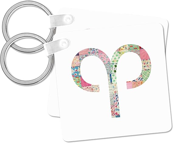 Aries symbol in colorful girly pattern - Arien horoscope zodiac sign, Key Chain - Aries Keychain for men