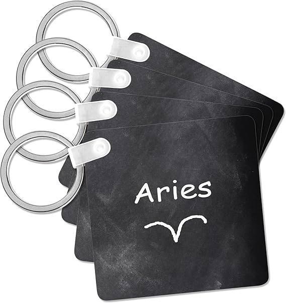Aries Symbol Zodiac Sign Horoscope Chalkboard Design, Key Chain - Aries Keychain for men