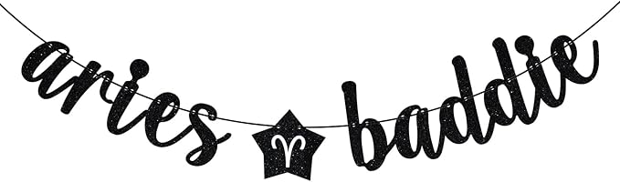 Zatain Aries Baddie Banner, Aries Happy Birthday Decor, 12 Constellation Zodiac Aries Themed Birthday Party Decorations for Boys and Girls, Black Glitter - Aries Poster for men