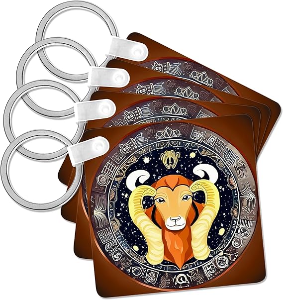 Zodiac Sign Aries Or Ram In Color As Viewed By AI. Funny gift for you, Key Chain - Aries Keychain for men