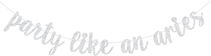 Party Like an Aries Banner, Big Aries Energy, Aries Season, 12 Zodiac Constellations Aries Birthday Party Decorations Supplies, Silver Glitter - Aries Poster for men