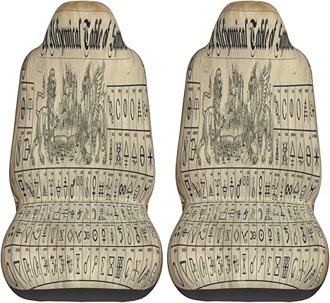 Retro Alchemical Sign Table of Symbols Alchemy Occult Car Seat Covers Set Universal Flat Fabric Car Seat Cover Automatic Seat Protector Fit SUV Truck Van, Black - Aquarius Car Seat Cover for men