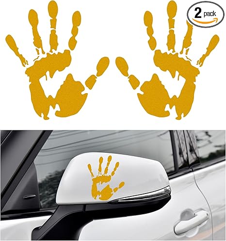 2 PCS Car Wave Stickers, The Lazy Waver Wave Sign Decal Decoration, Automotive Waving Hand Stickers for Left Right Rearview Mirror, Exterior Car Accessories for SUV Truck (Yellow) - Aries Sticker for men