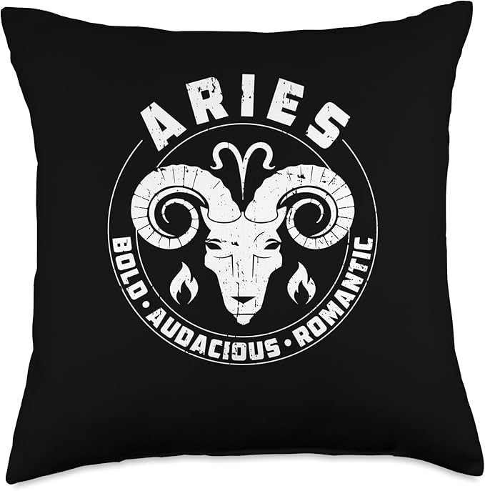 Aries Sign Horoscope - Zodiac Star Starsign Traits Throw Pillow - Aries Pillow for men