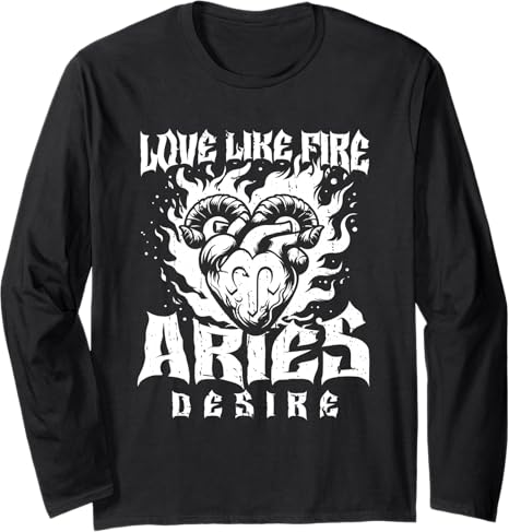 Aries Zodiac - Star Sign Horoscope Fire Love Long Sleeve T-Shirt - Aries T-Shirt for men