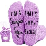 HAPPYPOP Zodiac Gifts for Women - Astrology Constellation Horoscope Gifts, Fuzzy Space Galaxy Socks - Scorpio Products for men