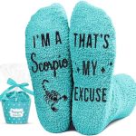HAPPYPOP Zodiac Astrology Constellation Gifts - Fuzzy Space Galaxy Socks Birthday Horoscope Gifts - Scorpio Products for men