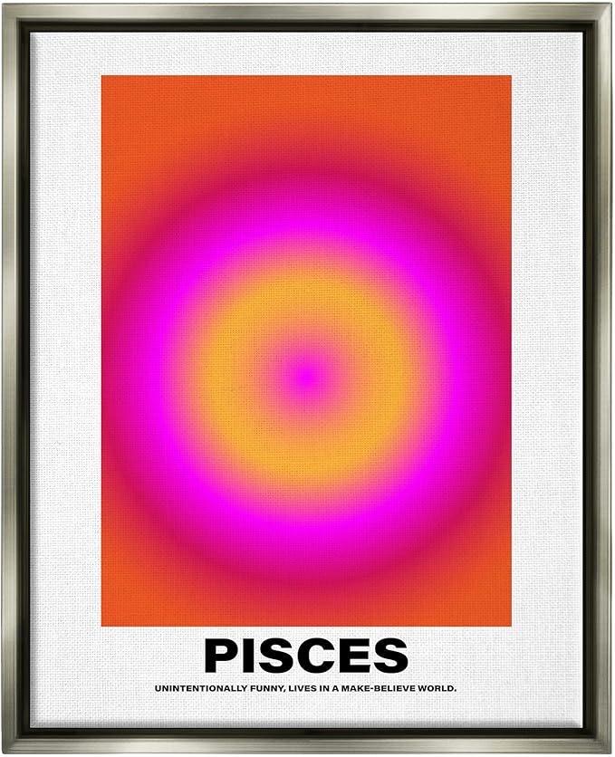 Stupell Industries Funny Pisces Astrology Framed Floater Canvas Wall Art by House of lulu - Pisces Canvas for men