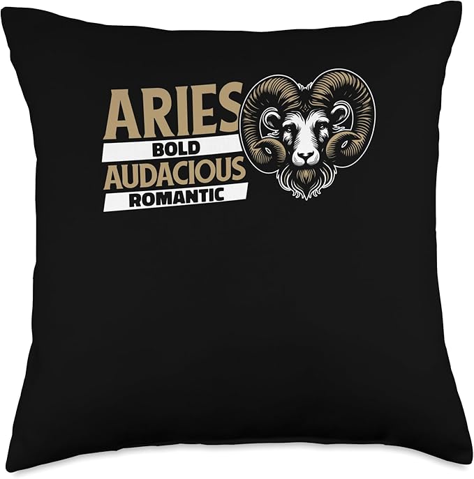 Aries Sign Horoscope - Zodiac Star Starsign Traits Throw Pillow - Aries Pillow for men