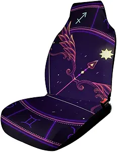 Deluxe Quality Front Seat Covers Non-Fading Auto Seat Cover Protector for Car Vehicles, Feather Bow Arrow Neon Astrology Sagittarius Zodiac Car Seat Covers Seat Pad Protectors - Aquarius Car Seat Cover for men